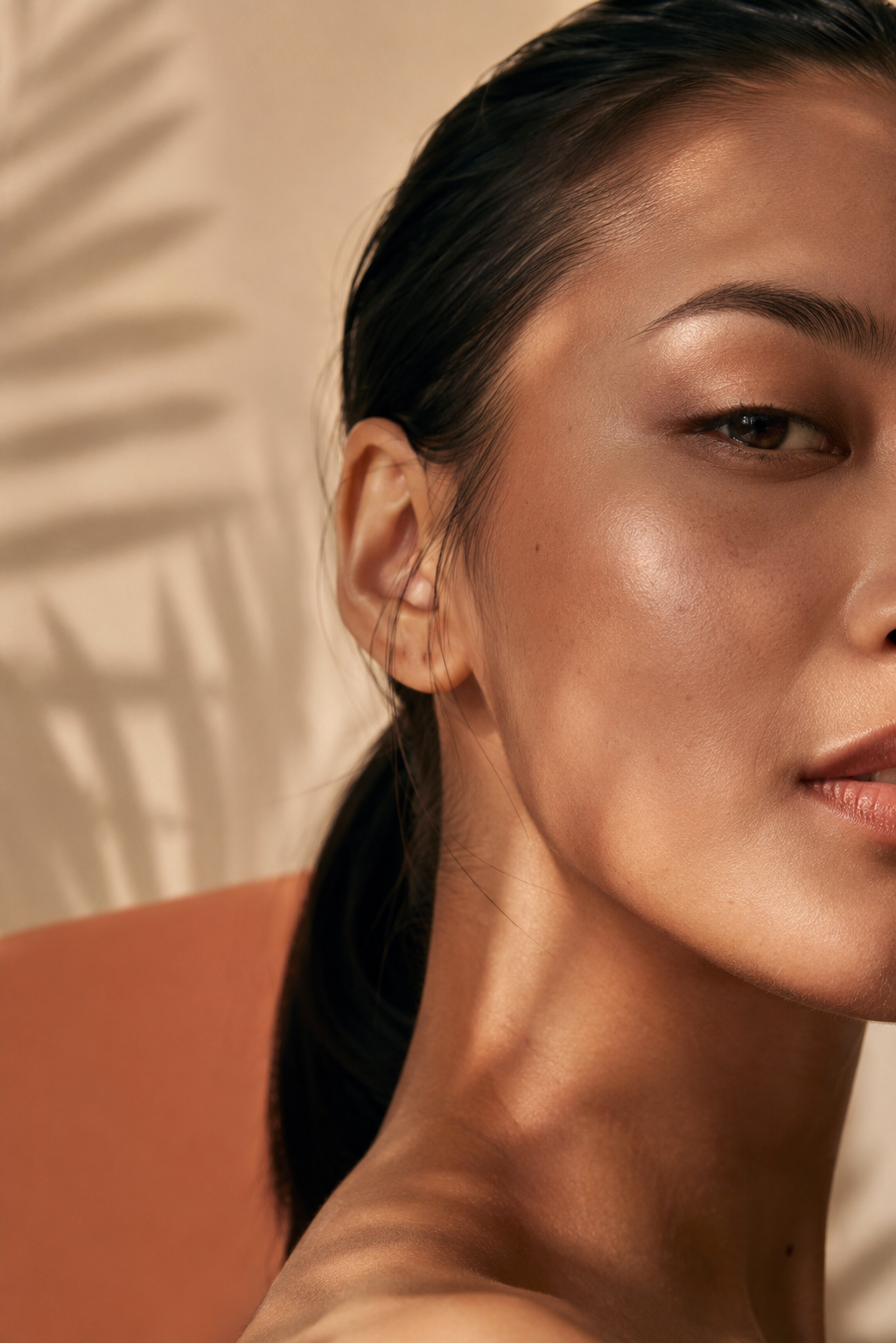 Healthy luminous skin in warm tropical light