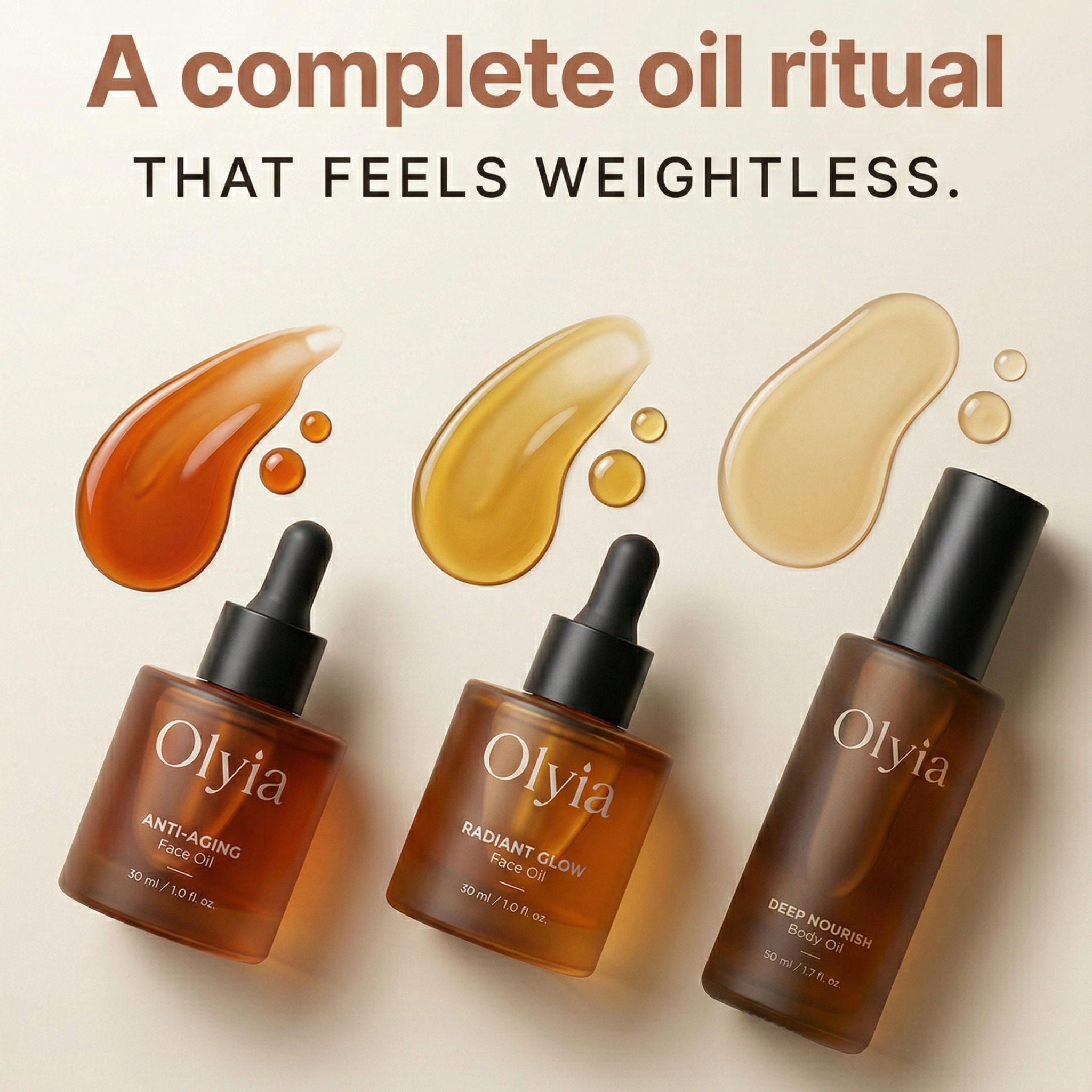 The three lightweight oil textures in the Olyia Full Ritual Set